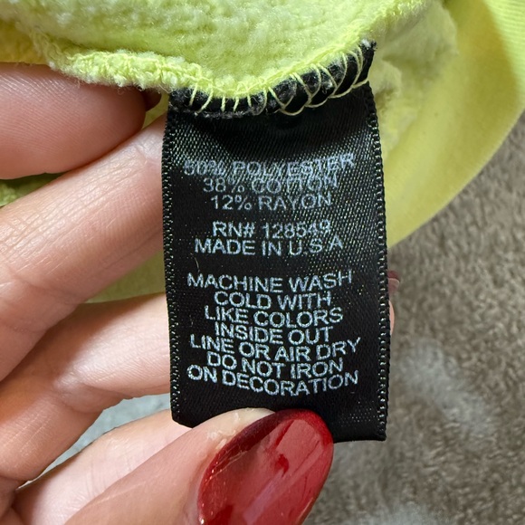 Aviator Nation Hoodie Pullover Sweatshirt Size XL Neon Yellow Oversized Retro - Picture 5 of 8